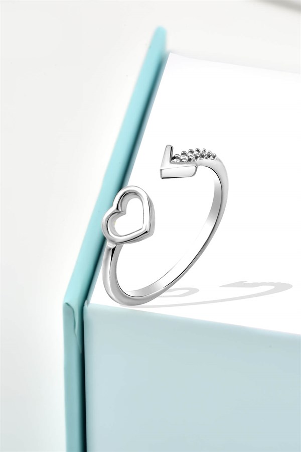 Minimalist Zirkon Taşlı Kalbim Seni Seçti Model Gümüş Ayarlanabilir Yüzük